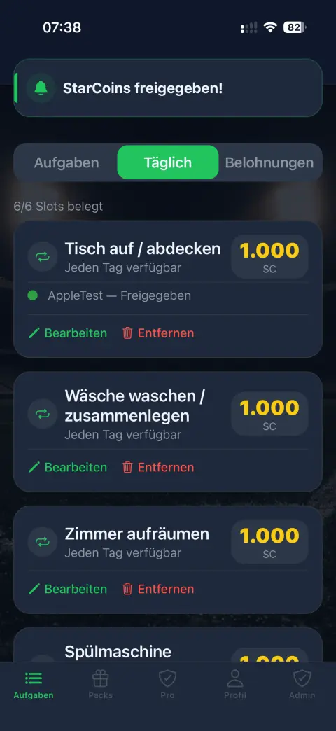 Aufgabe erstellen (Eltern)